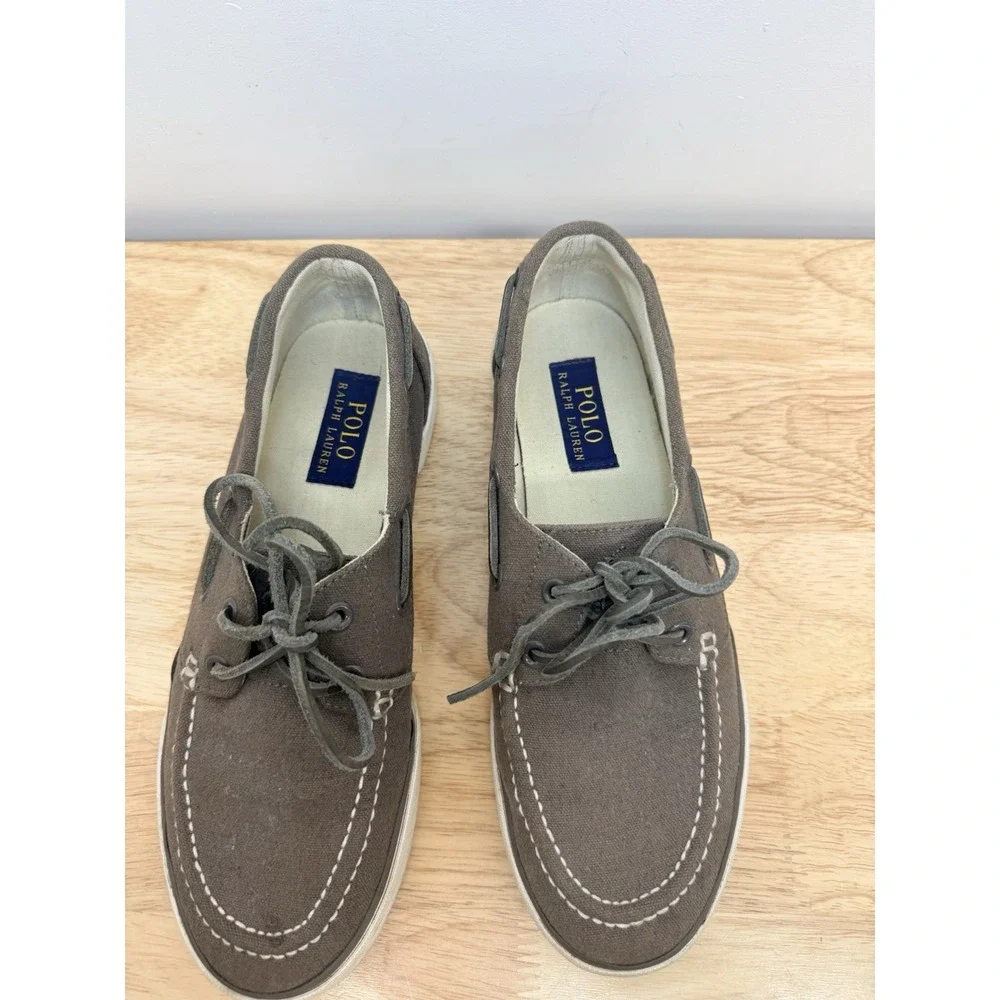 Polo Ralph Lauren Lander Canvas Deck Boat Shoes Footwear Gray Mens 8D #36
